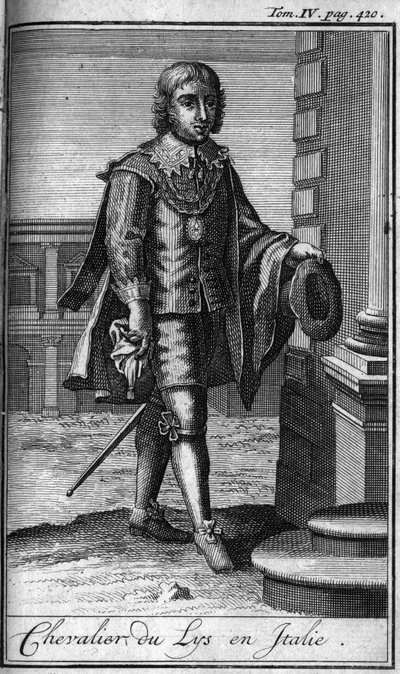 騎士道の勲章。イタリアのリリーの騎士。これまでに設立された男女の安全で定型的な民兵の、軍の勲章や騎士の歴史」で。版はAbbe Giustiniani, R.P.Bonani, M.Herman, Schoonebeek, R.P.Hから引用。 作： Unknown artist