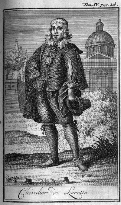 騎士の勲章。16世紀のフランスのシュヴァリエ・ド・ロレット。これまでに設立された男女の安全で定型的な民兵の軍事的秩序や騎士の歴史」ではAbbe Giustiniani, R.P.Bonani, M.Herから引用した版。 作： Unknown artist