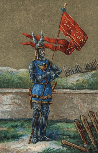 フランス王シャルル5世（1364-1380）のオリフラーム（旗）。19世紀のクロモリトグラフ。 作： Unknown artist