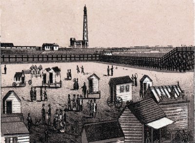 ベルギー、オステンド（Ostend）：東浴場と港（harbour, harbor）の眺め。「世界図鑑168景」にて 未発表（19世紀末 作： Unknown artist