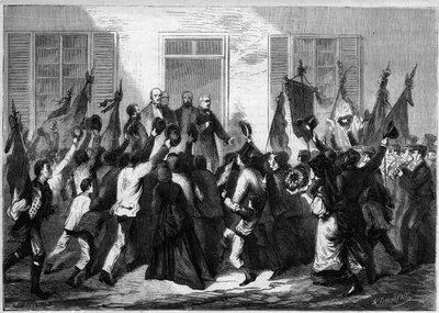 1873年、ベルフォールの住民がフランス共和国大統領アドルフ・ティエール（1797-1877）に捧げたオベーション。 作： Unknown artist
