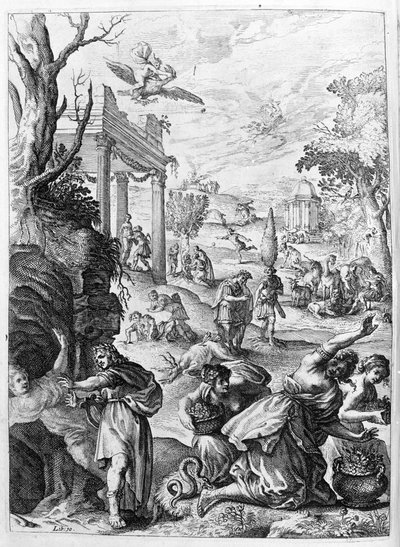 オヴィド（オヴィディウス） - 第15巻の挿絵 - （P. Ovidii Nasonis Metamorphose libri XV um notis TH. Farnabii.）Thomas Farnaby (Farnabia) (1575-1647)によるメモ。 作： Unknown artist
