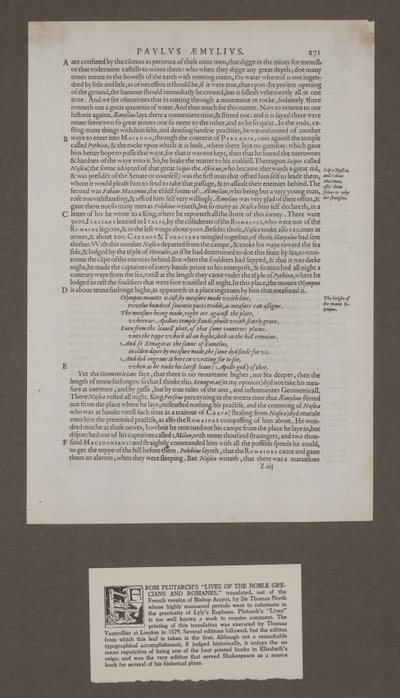 プルタルコスの「高貴なギリシャ人とロマネ人の生活」の271ページ 作： Unknown artist