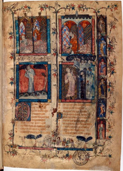 ギヨーム・ド・ロリス (1200-1238 年頃) とジャン・ド・メン (メウン) (1240-1305) による写本「バラのロマン」の照明付きページ 1353 年頃 スイス ビブリオテーク・ド・ジュネーブ 作： Unknown artist