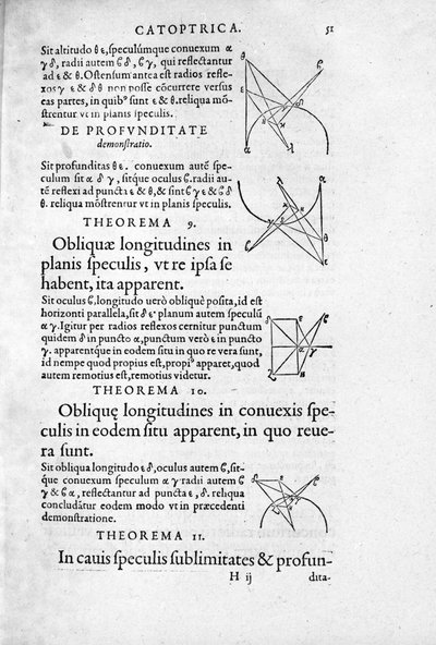 ユークリッドの「Optica & Catoptrica...」のページです。 作： Unknown artist