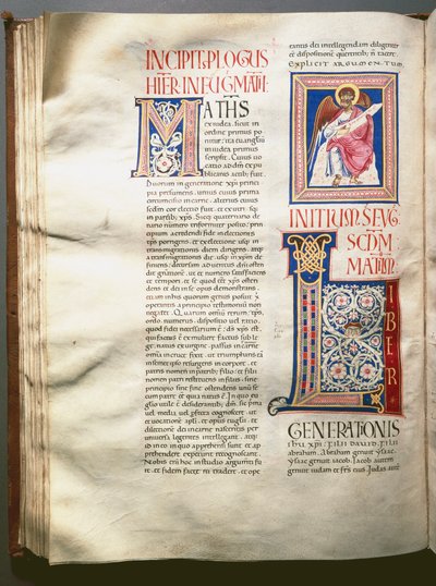 Exultet（石器時代の歌）のページ（Ms.724/3-Carta7） 12世紀に作成されたエンルミネの写本。ローマ、ビブリオテカ・カサナテンセ 作： Unknown artist