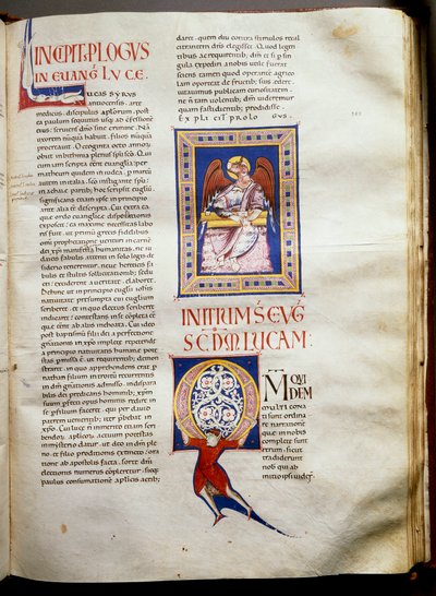 12世紀初頭の彩色済み聖書（Ms.723-Foglio 162r.）のページ。センチ。52,8x38 cm ローマ、Biblioteca Casanatense 作： Unknown artist