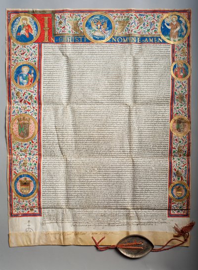 教皇の雄牛。 教皇パウロ三世、聖体。 羊皮紙。 ミニチュア塗装。 1535年。 作： Unknown artist