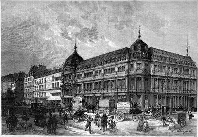 1872年のパリ：新しいショップ、「オー・ボン・マルシェ」。 作： Unknown artist