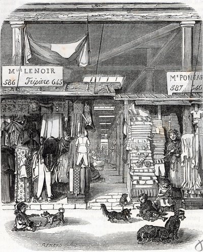 パリ3区 - Carre de Flore: 19世紀のCarreau du Templeのリネン - Edmond Texierによる「Tableau-de-Paris」のエングレービング 作： Unknown artist