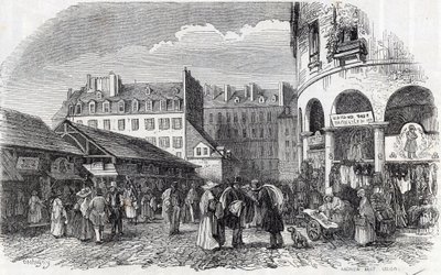 パリ、3区 - 19世紀のパリの寺院のカールの回転 - Edmond Texierの "Tableau-de-Paris "のエングレービング 作： Unknown artist