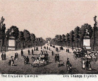 フランス・パリ：シャンゼリゼ通り（Champs-Elysees）の眺め。『世界図説168景』より 未発表（19世紀末頃 作： Unknown artist