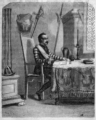 パスカル・パオリ（1725-1807）：コルシカの愛国者、アトリエにて。F.D.Guerrazziの「Pasquale Paoli ossia la rotta di Pontenuovo」にて。1872. 作： Unknown artist