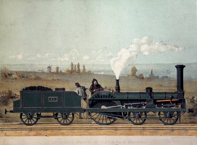 ストラスブール鉄道（クランプトン方式）の旅客用機関車と石炭貨車 作： Unknown artist