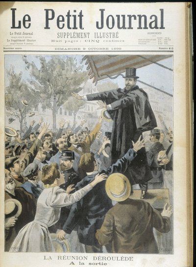 観客に応援されるポール・デルーレ、「Le Petity Journal」1898年9月10日号の表紙。 作： Unknown artist