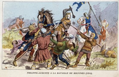 ブーヴィネスの戦い（1214年）でのフィリップ・オーギュスト（Philippe Auguste）。 作： Unknown artist