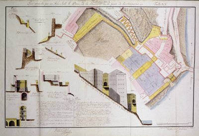シスタロンの城塞の平面図とカット 作： Unknown artist