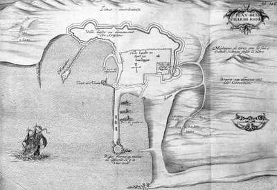 ロードス島（ロドス島）の平面図-1621年に国王の命により作成された「Voyage de Levant」の中で、1629年（ルイ13世ル・ジュストの時代）に編集されたもの。 作： Unknown artist