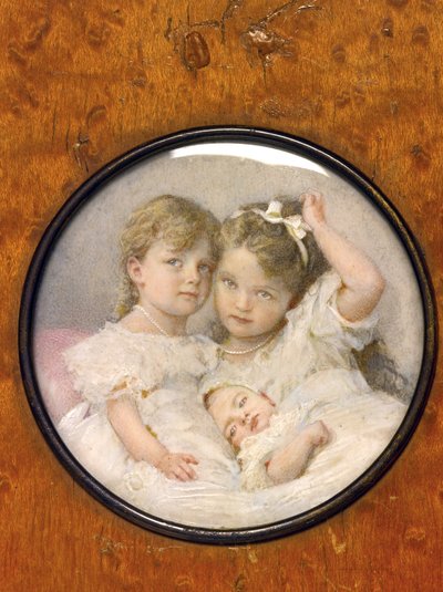 ロシア大公オルガ(1895-1918)、タチアナ(1897-1918)、マリア(1899-1918)の肖像画ミニチュア、1900年頃(ミニチュア) 作： Unknown Artist