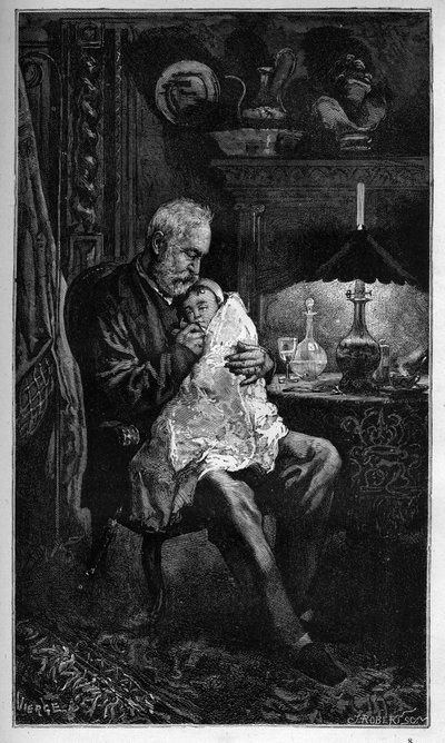 Portrait Of Victor Hugo, Seated With Granddaughter Jeanne - engraving from "The Terrible Year" ("The Terrible Year") - Hugo et l