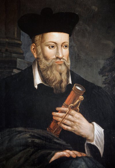ノストラダムス、占星術師 (1503-1566) として知られるミシェル ド ノストルダム (ノストルダム) の肖像、詳細、ノストラダムスの家、サロン ド プロヴァンス、ブーシュ デュ ローヌ 作： Unknown artist