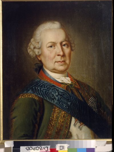 ブルクハルト伯クリストフ・フォン・ミュニッヒ (1683-1767) の肖像 (伯爵ブルクハルト・クリストフ・フォン・ミュニッヒの肖像)。 匿名の絵画、キャンバスに油彩、19 世紀初頭、古典主義。 ロシア文学研究所 IRLI (プーシキン ハウス)、サンクトペテルブルク。 作： Unknown artist