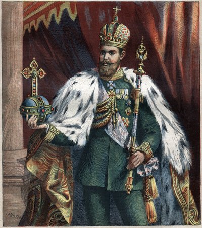 ロシア皇帝アレクサンドル3世（1845-1895）の足元の肖像 1892年のエングレーヴィング。 作： Unknown artist