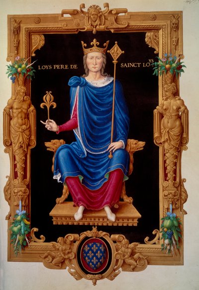フランス王ルイ8世（1187年～1226年）、サン・ルイの父、獅子座の肖像（足付き）。ジャン・ティレの「フランス王の軌跡」のミニチュア 作： Unknown artist