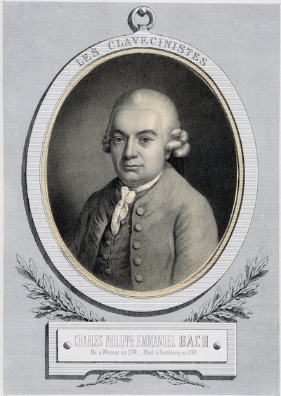 ジャン・セバスティアン・バッハの息子、シャルル・フィリップ・エマニュエル・バッハ（1714-1788）のメダイユの中の肖像、n.d. 19年代。 作： Unknown artist
