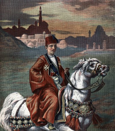 1892年から1914年までエジプトを支配したアッバス2世ヒルミの肖像。 作： Unknown artist