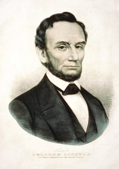エイブラハム・リンカーンの肖像。アメリカの政治家（1809年～1865年）。 作： Unknown artist