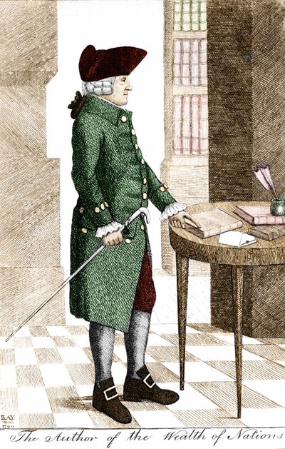 スコットランドの哲学者・経済学者であるアダム・スミス（1723～1790）の肖像。 作： Unknown artist