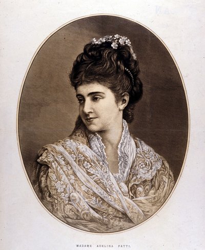 イタリアの歌手、アデリーナ・パティの肖像（1843年～1919年 作： Unknown artist