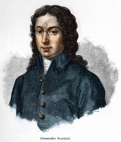 イタリアの作曲家、アレッサンドロ・スカルラッティ（1660 - 1725）の肖像。 作： Unknown artist