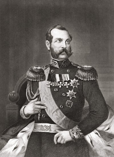 ロシア皇帝アレクサンドル2世ニコライエヴィチ（1818～1881年）の肖像。 作： Unknown artist