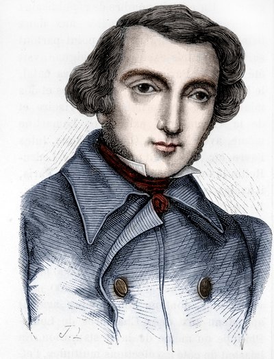 Alexis de Tocqueville (1805 - 1859), フランスの歴史家・政治家の肖像。19世紀のエングレーヴィング。 作： Unknown artist