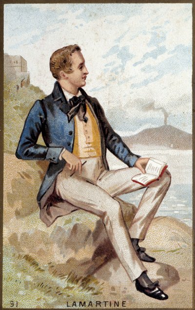 アルフォンソ・ド・ラマルティーヌ（1790～1869）フランスの詩人の肖像。19世紀のカラーリトグラフ。 作： Unknown artist