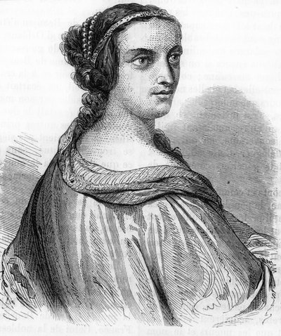 ルイ11世の娘、ブルボン公爵夫人であるフランスのアンヌ・ド・ボージュー（1462-1522）の肖像。19世紀のエングレーヴィング。)19世紀のエングレーヴィング。 作： Unknown artist