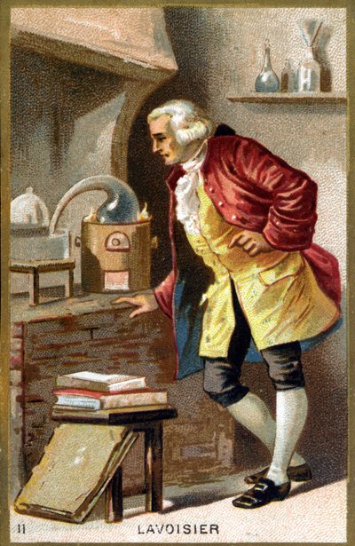 Antoine Laurent de Lavoisier (1743 - 1794), フランスの化学者の肖像。クロモリトグラフィー 19世紀 作： Unknown artist