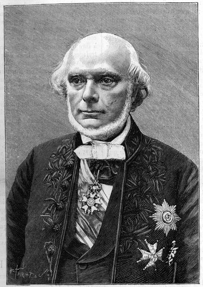 フランスの博物学者・人類学者であるアルマン・ド・カトレファージュ・ド・ブリュー（1810-1892）の肖像。Charles Gallotの写真より）。1892年1月23日付の「La Nature: revue des sciences et de leurs applications aux arts et a l