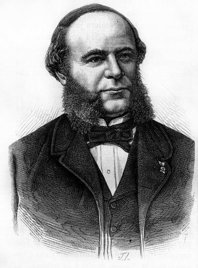 オーギュスト・プイエ・クエルティエ（Pouyer Quertier）（1820 - 1891）の肖像。19世紀末、H.Martinの「Histoire de France」に掲載されたエングレーヴィング。 作： Unknown artist