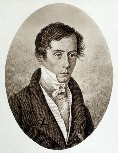 フランスの物理学者、オーギュスタン・フレネル（1788-1827）の肖像。 作： Unknown artist