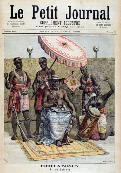 ダホメー（ベニン）の王、ベハンジン（1844-1900）の肖像 - 1892年4月23日付「Le Petite Journal」にて 作： Unknown artist