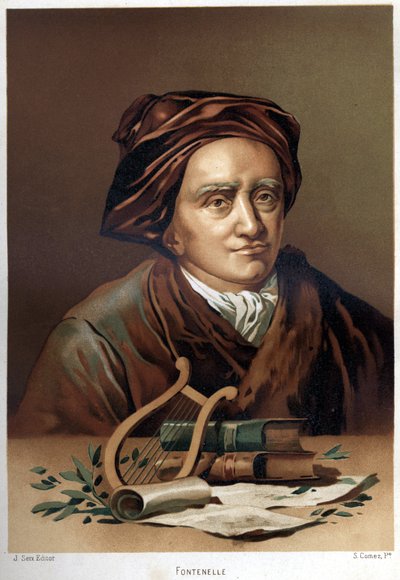 フォントネル（1657-1757）によるベルナルド・ル・ブイエ（ル・ボヴィエ）の肖像。19世紀末のクロモリトグラフ。ルイ・フィギエの「La Ciencia y sus Hombres」を基に作成。バルセロナ 1881年 作： Unknown artist