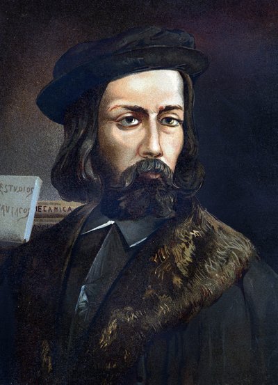 16世紀のスペイン人技師ブラスコ・デ・ガライの肖像。1881年バルセロナで出版された「La Ciencia y sus Hombres by Louis Figuier」より 作： Unknown artist