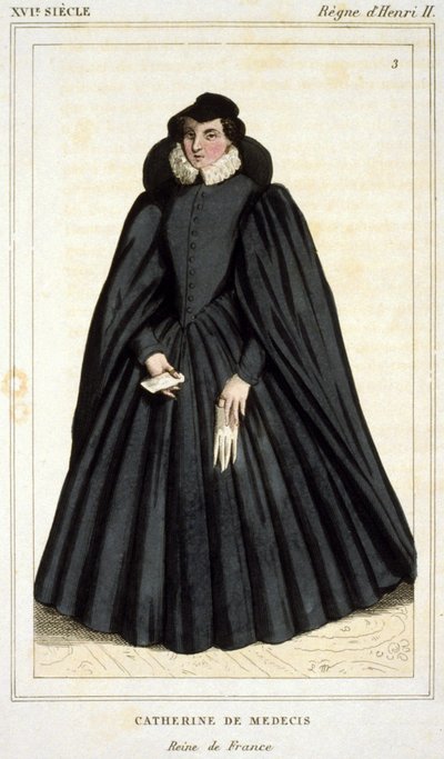 カトリーヌ・ド・メディチ（カテリーナ・ド・メディチ）（1519年～1589年）の肖像、19世紀初頭のエングレーヴィング。 作： Unknown artist