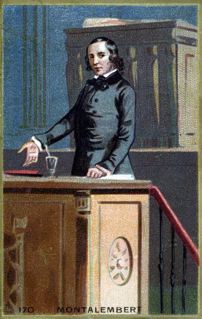 フランスのジャーナリスト・政治家であるモンタランベール伯爵チャールズ・フォーブス（1810年～1870年）の肖像。19世紀末のクロモリトグラフ。 作： Unknown artist