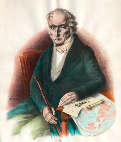 フランスの社会主義理論家、シャルル・フーリエ（1772 - 1837）の肖像。19世紀のエングレーヴィング。個人蔵。 作： Unknown artist