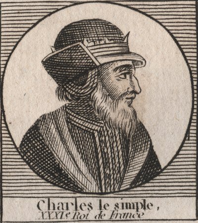 シャルル3世の肖像 - CHARLES III (879-929) - Charles the Simple - King of France, 893-923 - engraving from "Instruction sur l