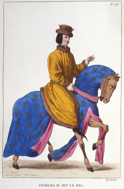フランスとナバラの王シャルル4世（1294年頃～1328年）の肖像 彫刻 1830年 作： Unknown artist